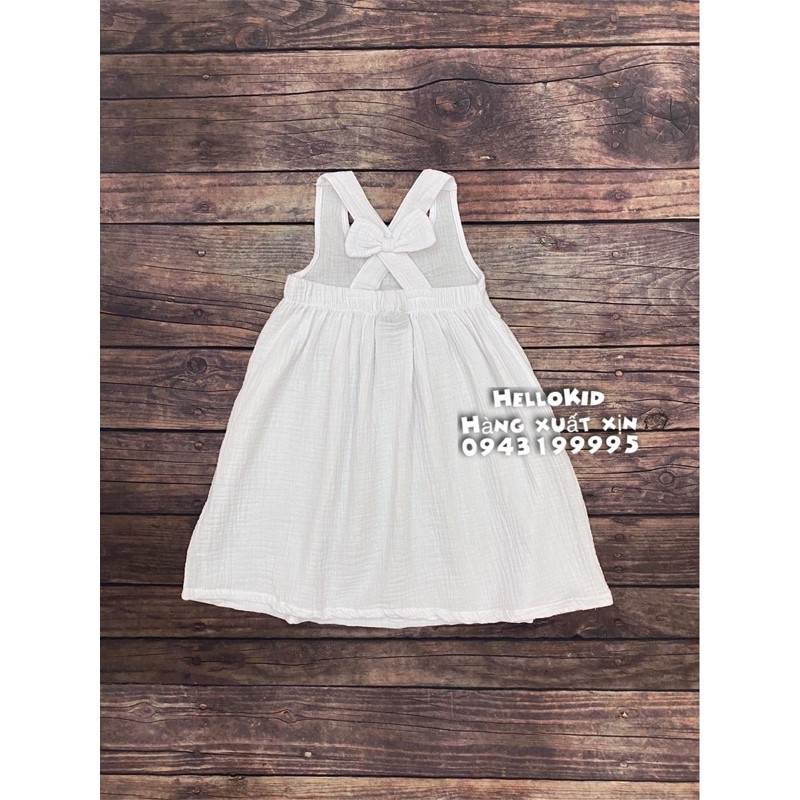váy cotton đũi nơ trắng