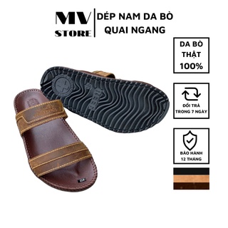 Dép nam quai ngang, dép sandal nam da bò trung niên cao cấp DT21