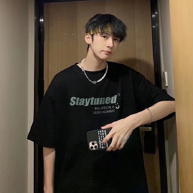 Áo Thun Tay Ngắn Cổ Tròn Dáng Rộng In Họa Tiết Hoạt Hình Phong Cách Hip Hop Thời Trang Mùa Hè Cho Nam Size M-5XL