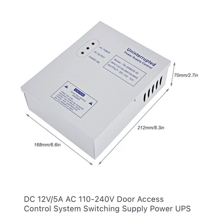 Hệ thống kiểm soát truy cập cửa 208CK-D AC 110-240V DC 12V / 5A _ Bộ nguồn UPS (208CK-D AC 110-240V DC 12V/5A Door