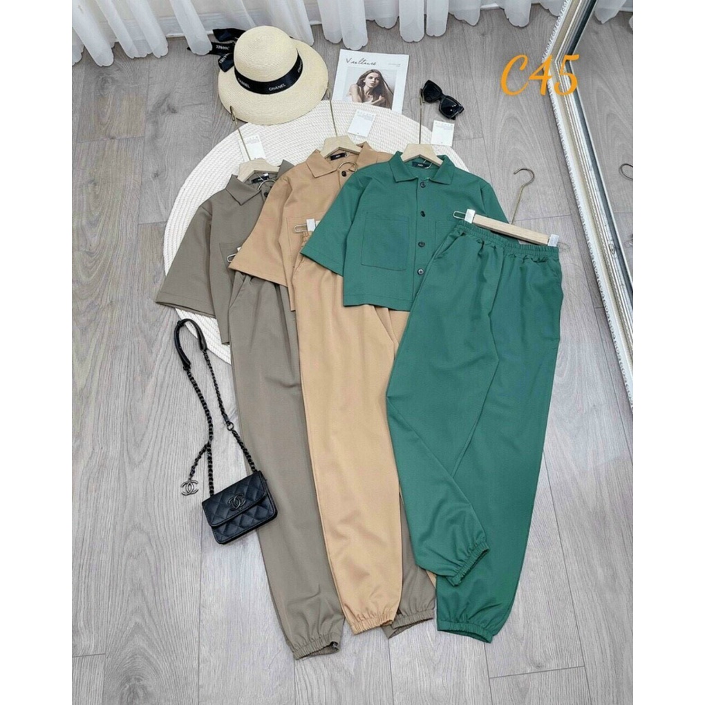 [Miễn Phí Ship 2022]SET BỘ CÁ TÍNH MẶC ĐI CHƠI QUẦN DÀI BO CHÂN, ÁO SƠ MI CROPTOP THỜI TRANG, KÈM HÌNH THẬT