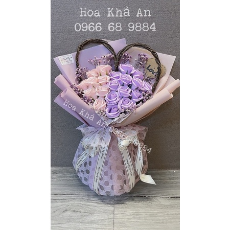 Bó hoa sáp mix tim Salic vĩnh cửu phối babi khô cao cấp