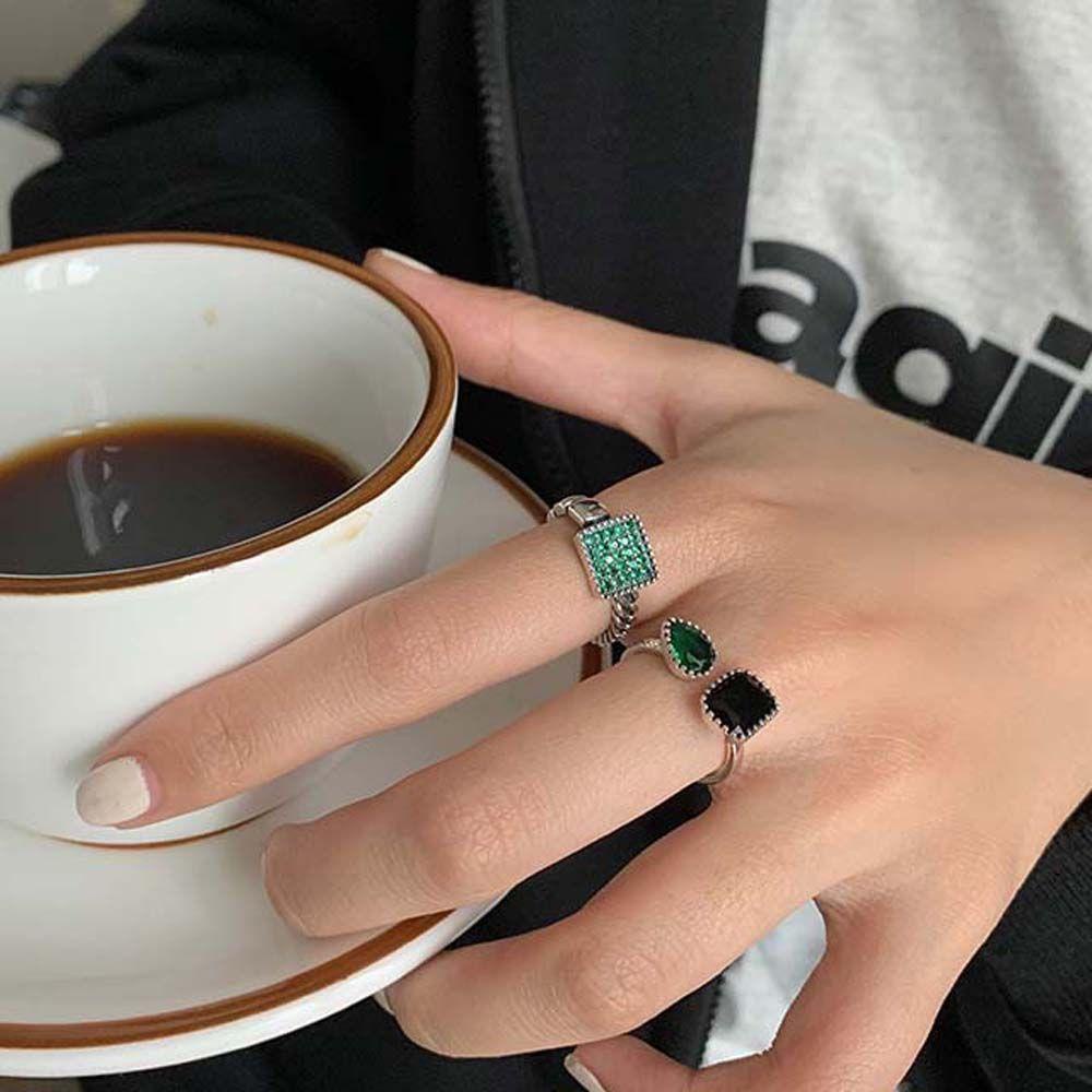 Nhẫn Hở Họa Tiết Hình Học Bằng Kim Loại Sáng Bóng Thời Trang