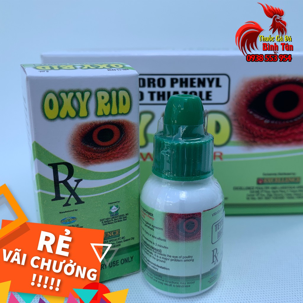 Thuốc Nhỏ Mắt Cho Gà Đá OXY RID -5ml (1 Chai) Trị Đau Mắt, Sưng Mắt, Sán Mắt, Chảy Nước Mắt, Đục Giác Mạc