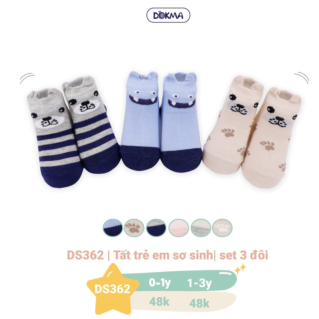 Set 3 đôi tất trẻ em Dokma cho bé 0-12 tuổi (giao màu ngẫu nhiên)