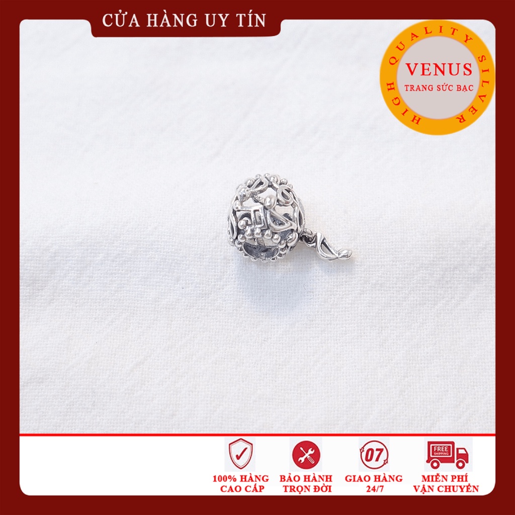 [Charm bạc 925 cao cấp] Charm bạc hình cầu họa tiết nốt nhạc- Mã sản phẩm VENUSCNN