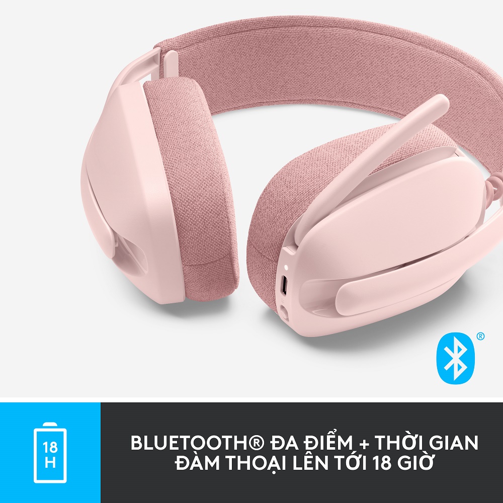 Tai nghe không dây Logitech Zone Vibe 100 - Nhẹ, micrô khử ồn, Bluetooth đa điểm, Teams, Google Meet, Zoom, Mac/PC