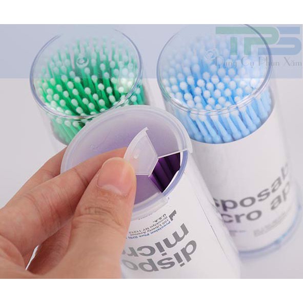 Tăm bông phun xăm, sử dụng để bôi tê kem lên vùng da cần phun xăm, giúp tiết kiệm tê cho mỗi lần sử dụng