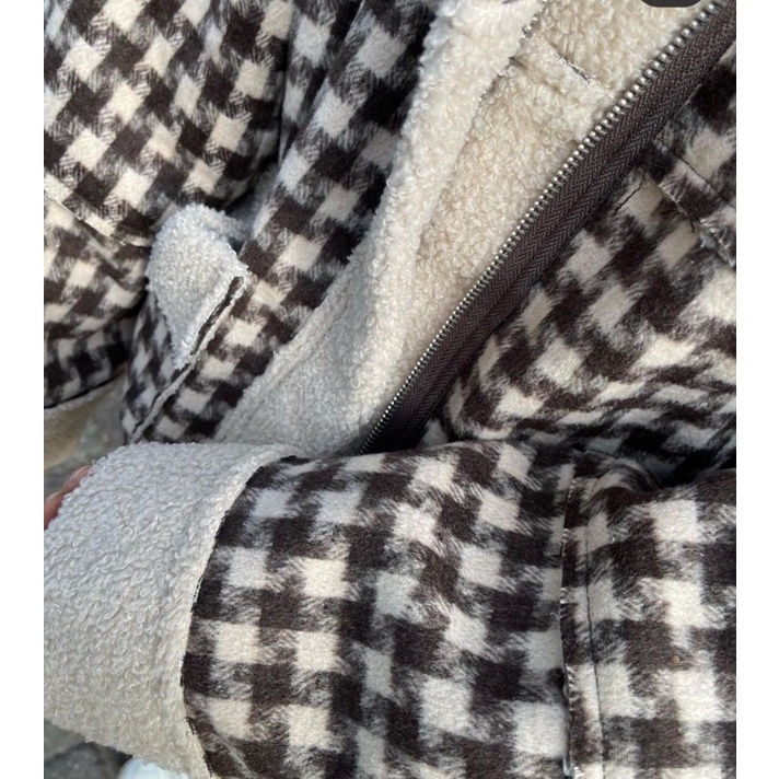 Áo khoác dạ hoạ tiết caro basic Hàn Quốc lót lông cừu siêu xịn hàng Quảng Châu (ảnh thật cuối) | WebRaoVat - webraovat.net.vn