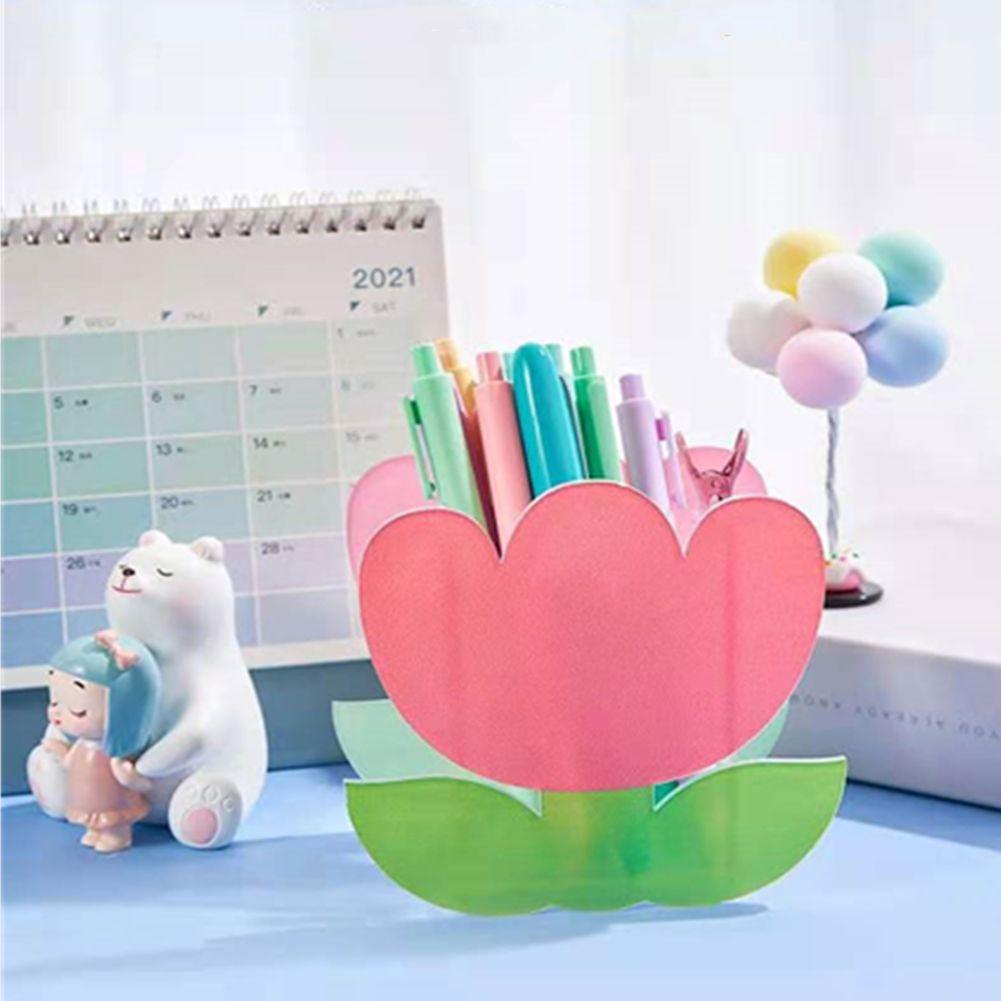 LAKAMIER Hộp Đựng Bút Bằng Acrylic Nhiều Ngăn Họa Tiết Cherry Màu Cầu Vồng Độc Đáo Tiện Dụng