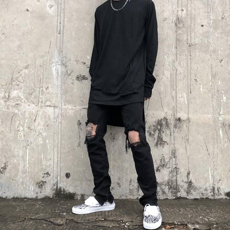 Quần Jeans Dài Rách Gối Cá Tính Thời Trang Cho Nam | BigBuy360 - bigbuy360.vn