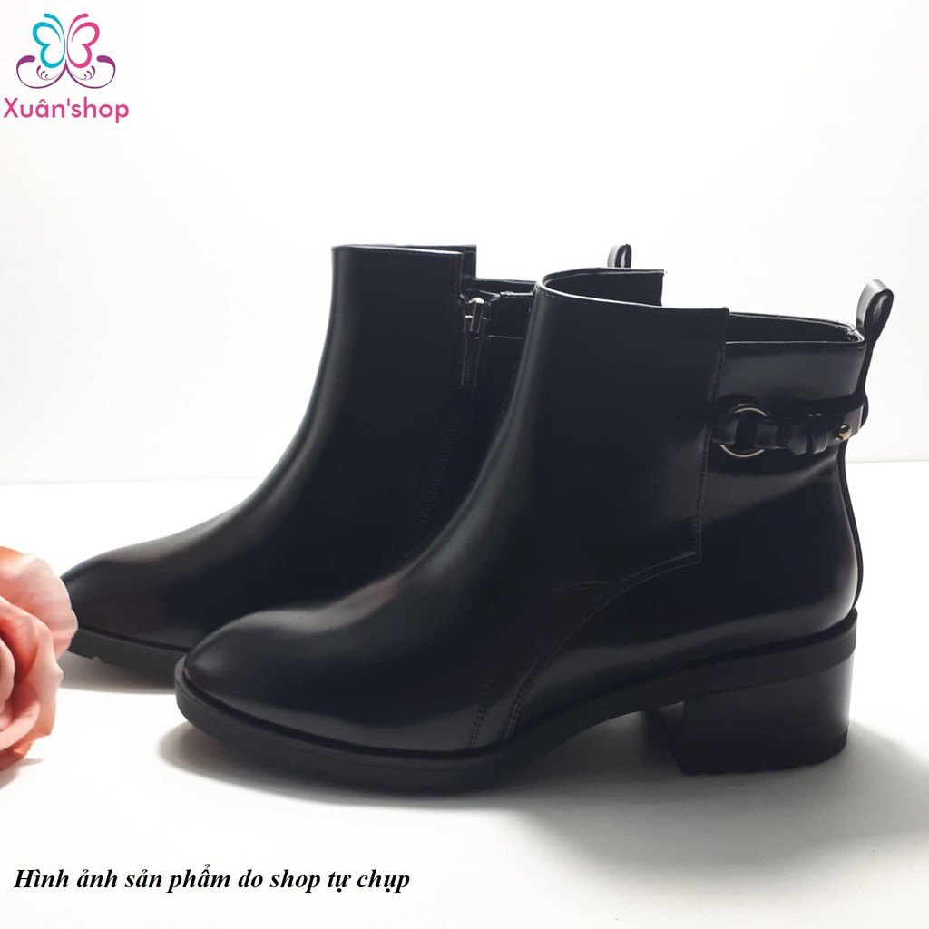 Boot cao cổ Daphne da trơn mịn gót 3.5cm (size 35-225, 36-230) | BigBuy360 - bigbuy360.vn