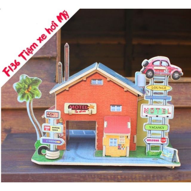 Mô hình nhà gỗ lắp ráp 3D theo khớp - Phong cảnh kiến trúc Mỹ F136 F137 F138 F139