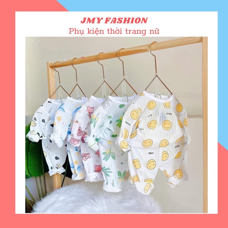 Combo 10 bộ dài tay/ cộc tay cotton giấy, cotton thông hơi cúc cho bé (Ảnh thật trải sàn do shop tự chụp)