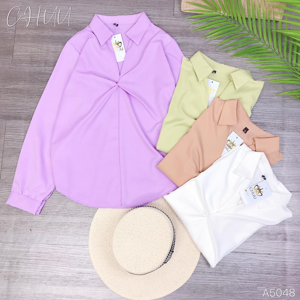 Áo sơ mi nữ xoắn ngực tay dài CHUU A5048 | BigBuy360 - bigbuy360.vn