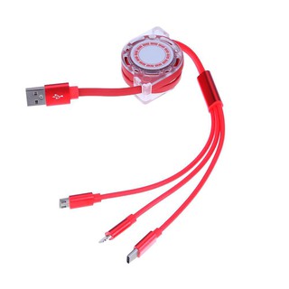 Cáp sạc dây rút 3 in 1 cổng Micro USB - Lightning - Type-C