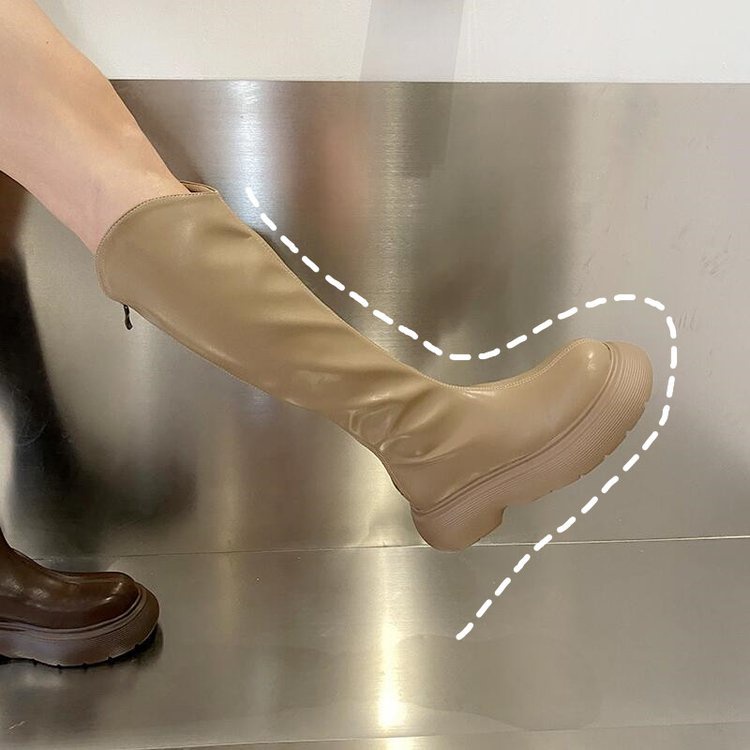 Giày bốt Martin cao gót mũi tròn phối khóa kéo thời trang cho nữ | BigBuy360 - bigbuy360.vn