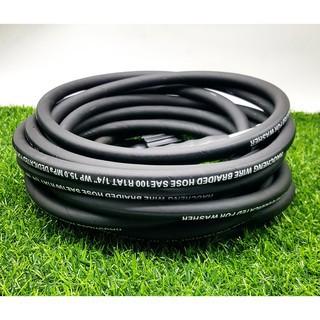 10m Ống dây rửa xe cao cấp lõi thép Taiwan:Ren trong 22mm đen -2 đầu bằng