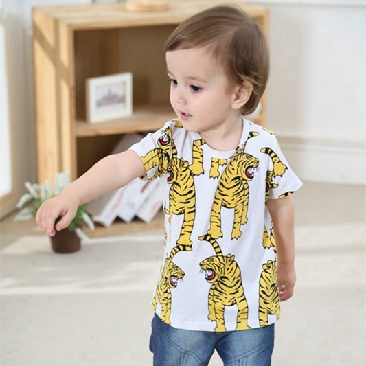 Áo cho bé trai T Shirt bông Tops Tiger Printing Kids Shirt