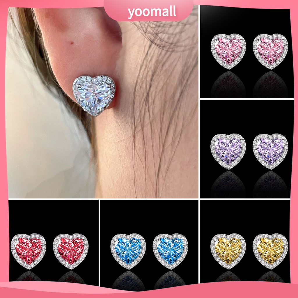 Ở stcok| 1 Cặp Bông Tai Hợp Kim Hình Trái Tim Đính Đá Lấp Lánh Thời Trang Dự Tiệc
