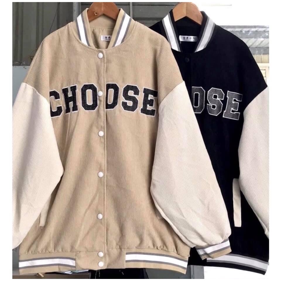 Áo khoác Bomber Nhung Tăm Thêu Chữ Choose Cao cấp, HOT | BigBuy360 - bigbuy360.vn