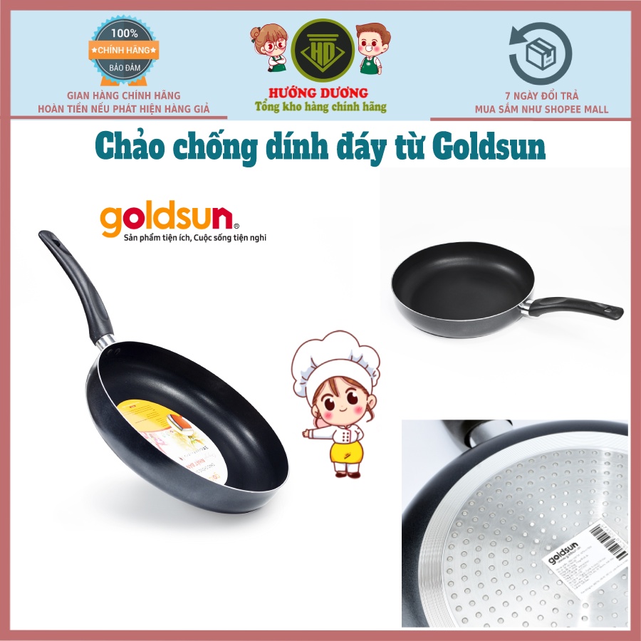 Chảo đáy từ,Chảo chống dính đáy từ Goldsun đủ size 26,28,30 GSC826-IH, GSC828-IH, GSC830-IH chất liệu Okitsumo Nhật Bản