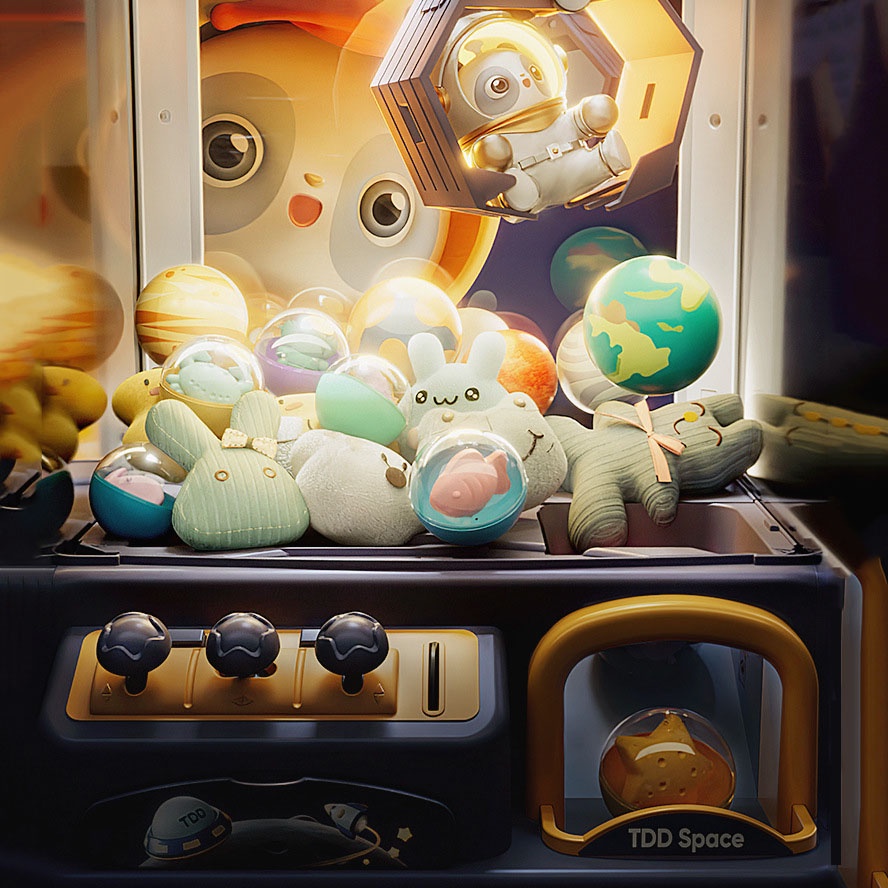 Máy Gắp Thú Bông Phi Hành Gia Mini Dành Cho Bé Yêu , Hiệu Ứng Bắt Mắt Kèm Theo Xu , Bóng , Gấu Cho Trẻ Thoả Sức Đam Mê