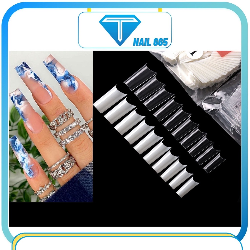 Móng nối tay nail fom thang vuông cao cấp , Móng nối fom vuông bịch 500 móng sịn , dẻo