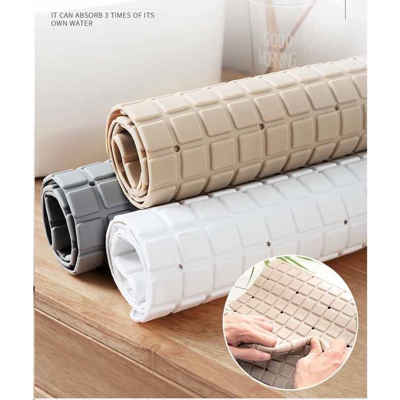 Miếng lót chân bằng nhựa dẻo TPE, Thảm nhà tắm, nhà vệ sinh ô vuông nổi chống trơn trượt an toàn
