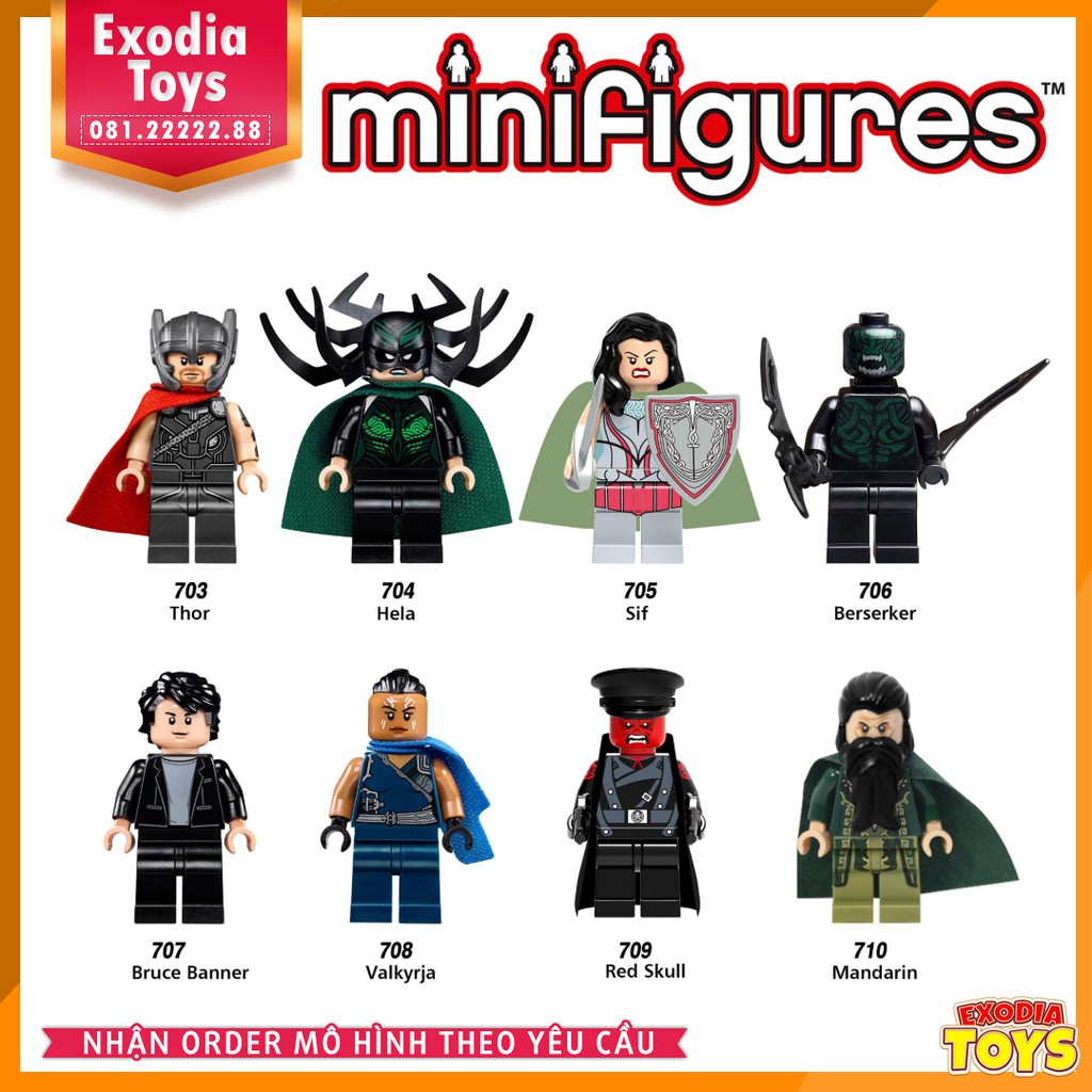 Xếp hình minifigure siêu anh hùng Marvel Thor : Ragnarok - Đồ chơi lắp ghép sáng tạo - X0172