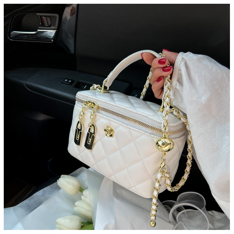 Túi Đeo Chéo Mini Thêu Họa Tiết Kim Cương Phối Dây Đeo Sợi Xích Thời Trang Sang Trọng Cho