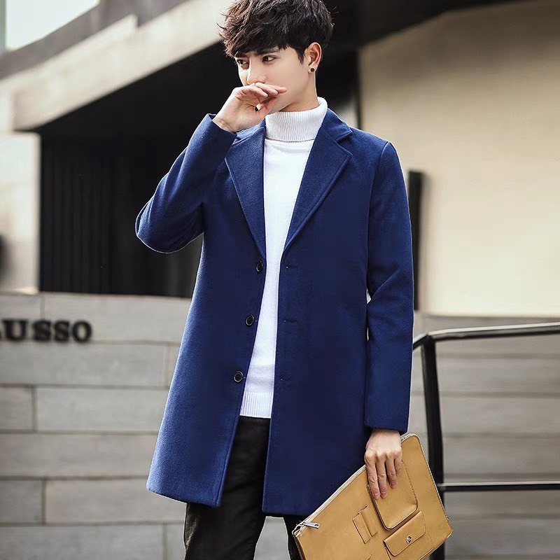 Áo khoác dạ nam Hàn Quốc, dáng dài áo măng tô nam dày dặn - OMAN AD030
