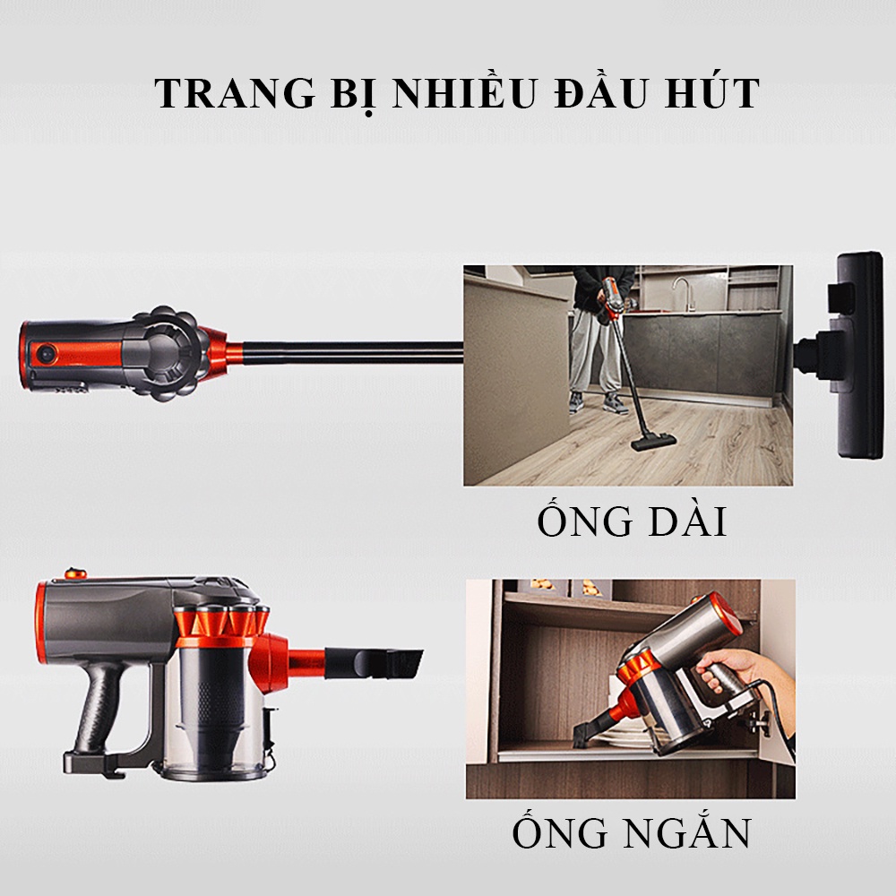 Máy hút bụi cầm tay gia đình 2 trong 1 công suất lớn ,hút sạch mọi vị trí, đa năng 2 đầu hút, bảo hành 2 năm