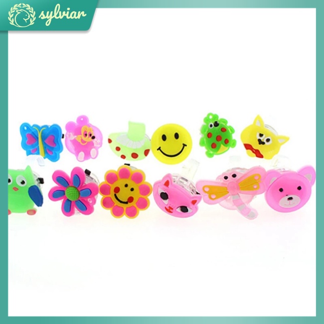 Nhẫn Cao Su Mềm Có Đèn Led Co Giãn Họa Tiết Hoạt Hình Làm Quà Tặng Sinh Nhật Cho Bé