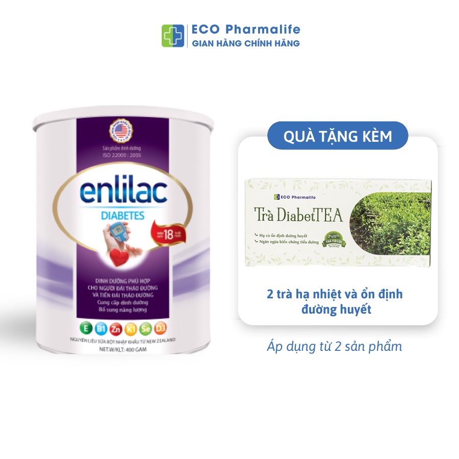 Sữa bột Enlilac Diabetes- Hộp 400/900g- Sữa cho người tiểu đường