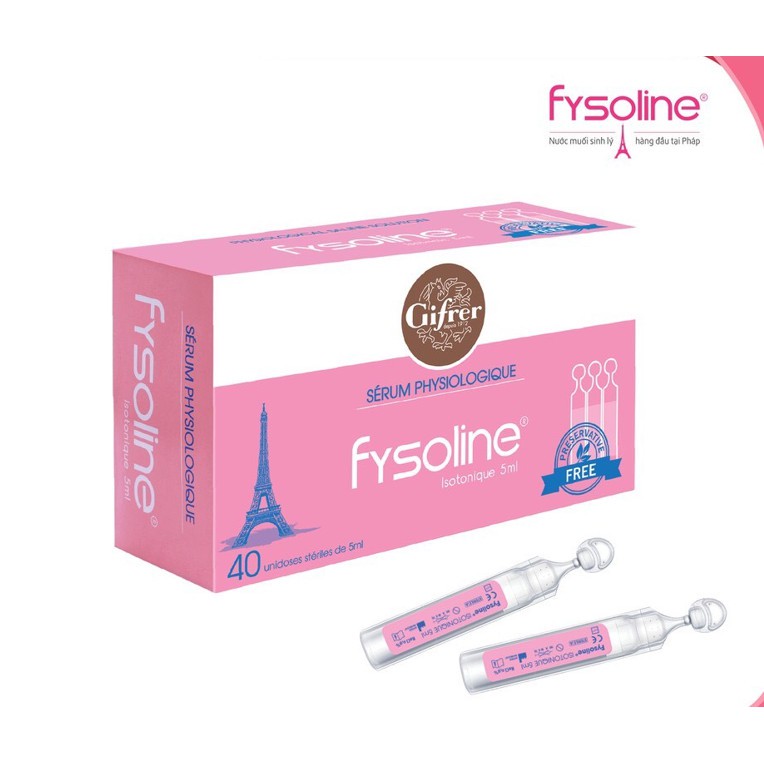Tép nước muối sinh lý Pháp - Vệ sinh mắt, mũi, miệng cho bé Fysoline hộp 40 tép