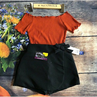 áo nữ trễ vai thun gân lửng free size