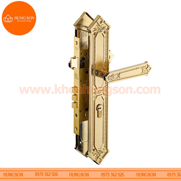 KHÓA TAY NẮM CỬA ĐI ĐỒNG THAU HUY HOÀNG HC 85 KING PVD GOLD