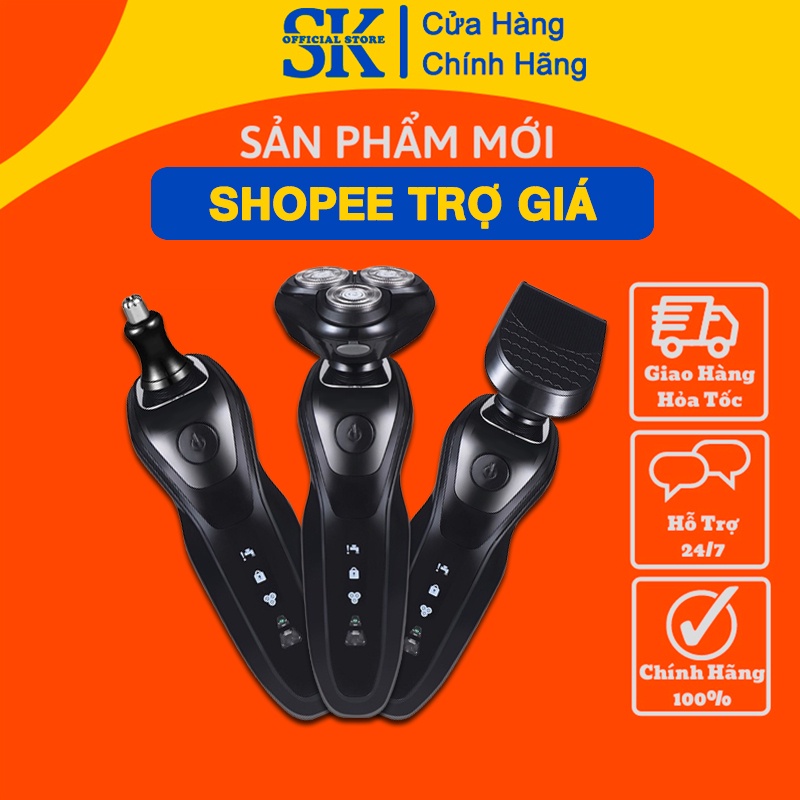 Máy cạo râu đa năng cao cấp máy cạo râu mini tiện lợi 3 đầu chống nước Shaver SK Official
