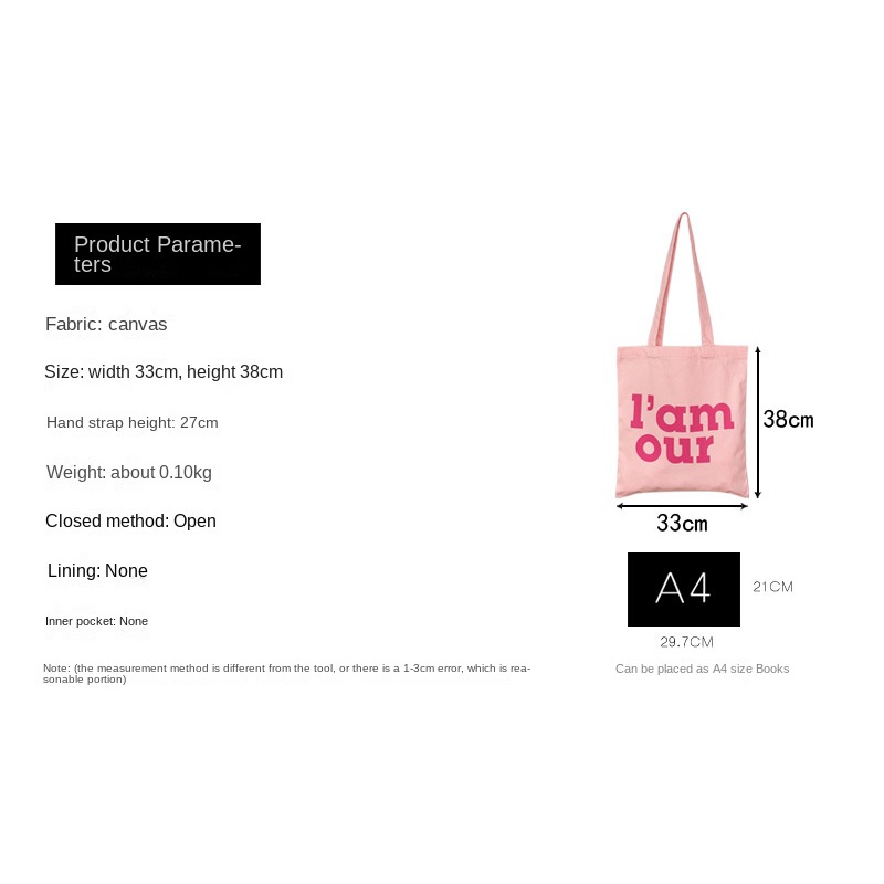 Túi Vải Canvas Đeo Vai In Chữ Phong Cách Hàn Quốc