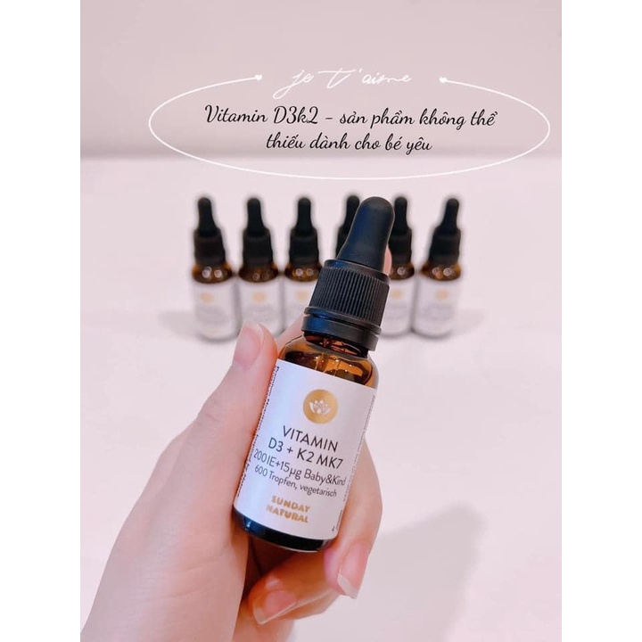 Vitamin D3 cho bé D3 K2 MK7 Đức Sunday Natural 20ml giúp hấp thụ canxi phát triển Chiều Cao tối ưu cho trẻ từ sơ sinh