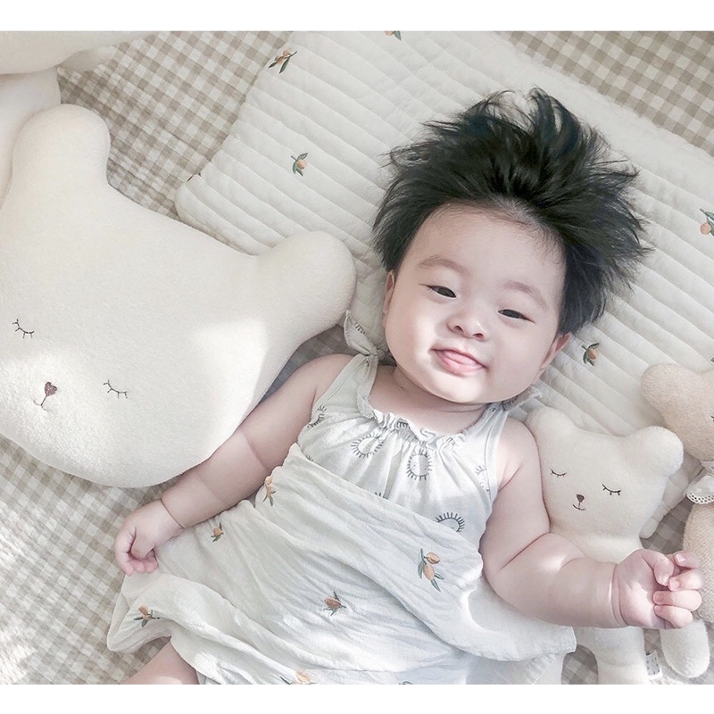 Gối bằng vải cotton nguyên chất thêu họa tiết độc đáo có thể giặt được phong cách Hàn Quốc cho trẻ sơ sinh