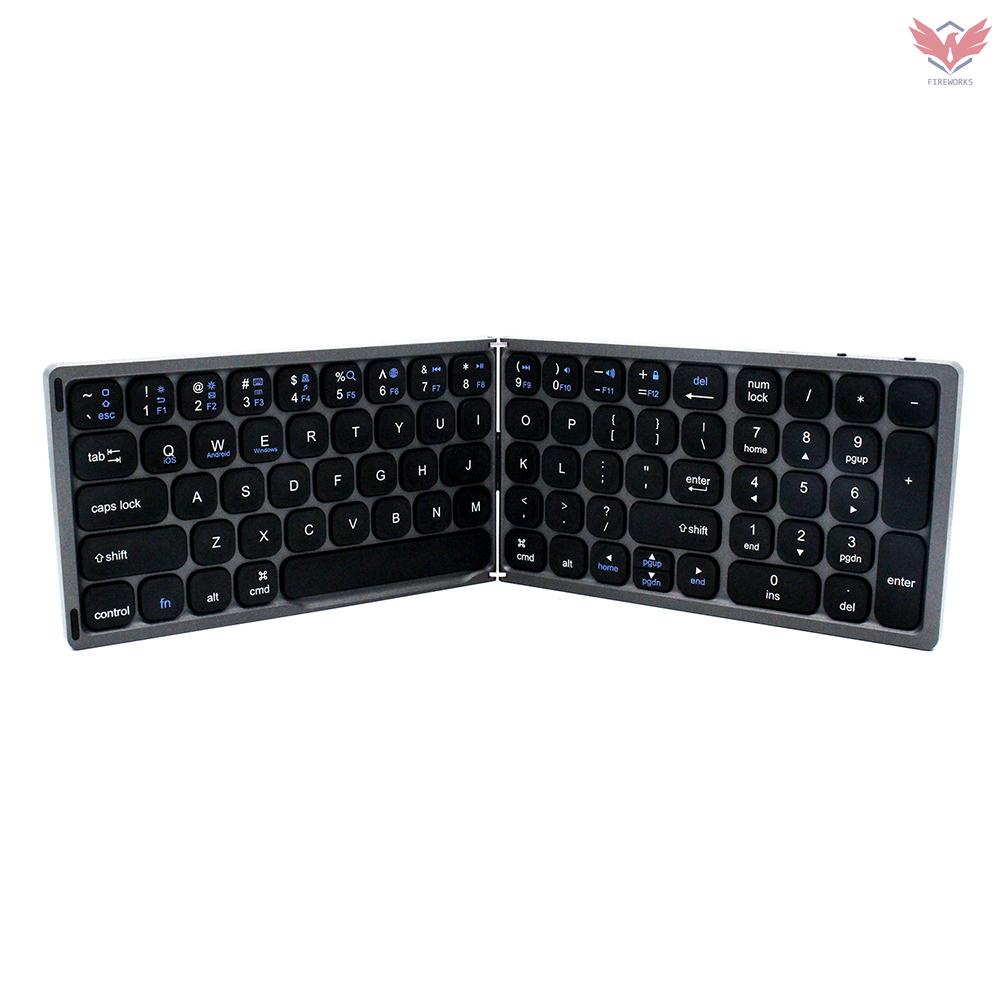 Fir Foldable BT Wireless Keyboard Portable Keyboard Pocket-size Keyboard Support Android Windows IOS Smartphone and Tablet Grey
