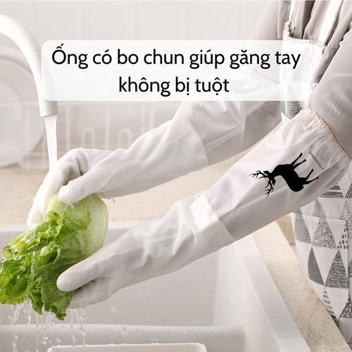 [SIÊU DAI] Găng tay cao su  Găng tay rửa bát lót nỉ chống rách, đàn hồi tốt có bo chun bảo vệ da tay siêu bền tiện lợi