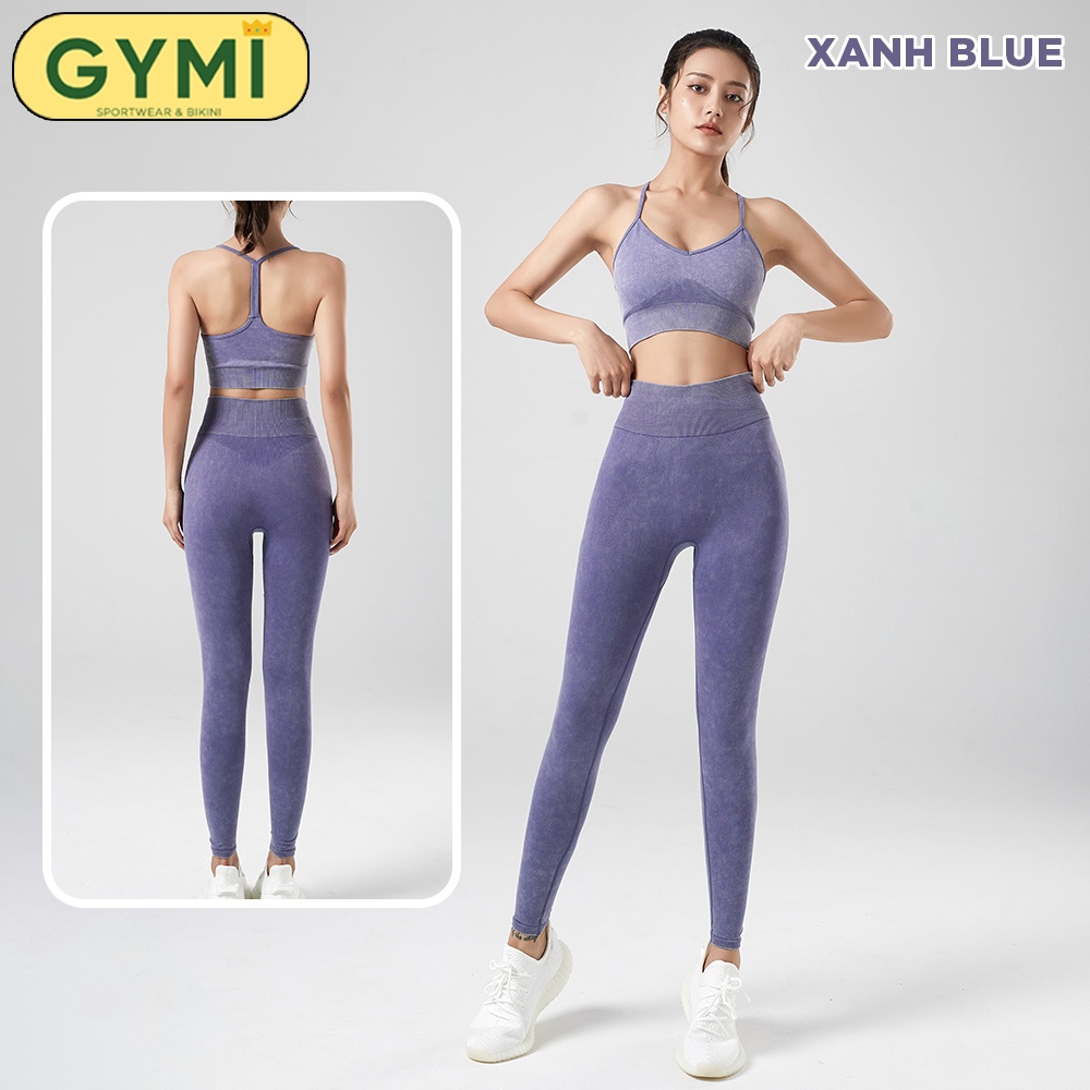 Set bộ đồ tập gym yoga nữ Botee GYMI SET26 gồm áo bra và quần legging phối màu mới thể thao chất dệt cao cấp