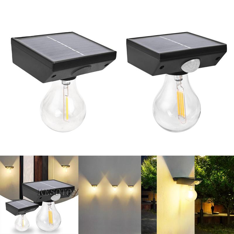 Set 2 Bóng Đèn LED Sợi Vonfram Chống Nước Sử Dụng Năng Lượng Mặt Trời