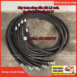 Dây bơm trụ bơm xăng dầu kèm 2 đầu nối phi 27