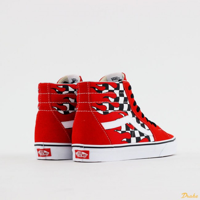 vans high top checkered flame