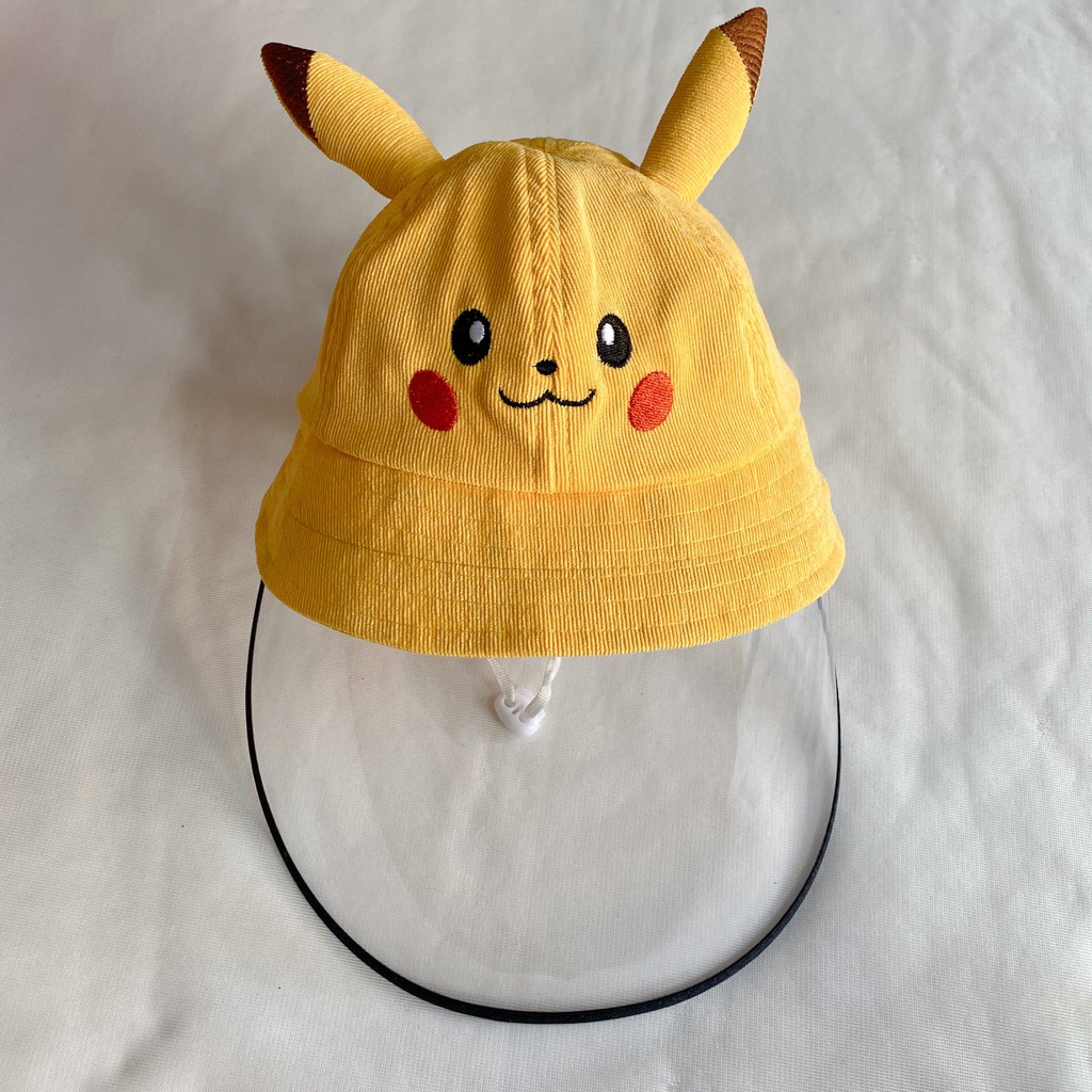 Mũ tai bèo chống dịch, chống bụi PIKACHU cho bé trai bé gái 2-6 tuồi kèm kính bảo hộ tháo rời tiện lợi