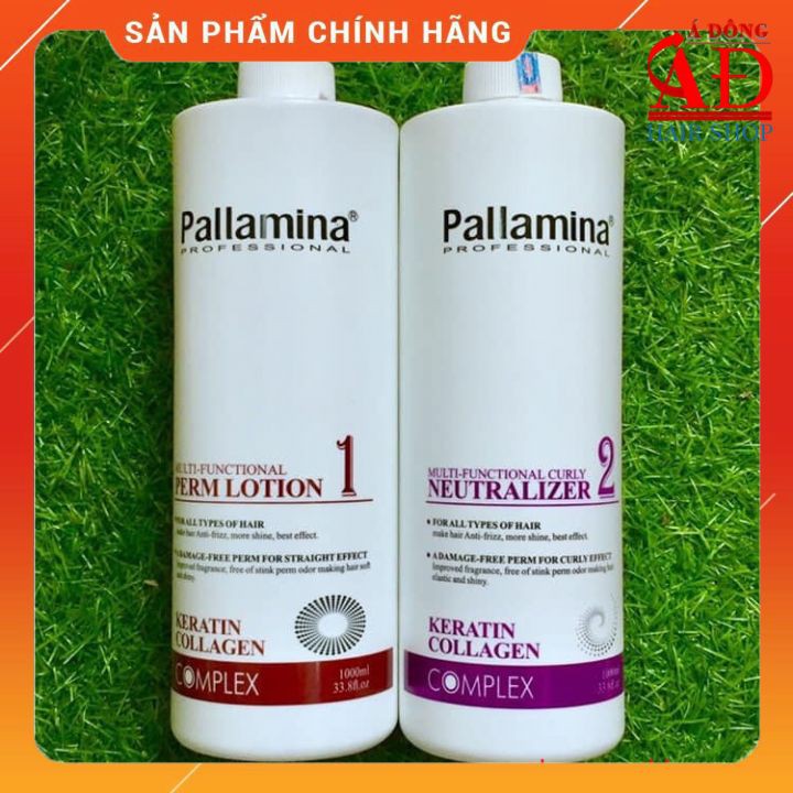 Bộ Thuốc uốn tóc Pallamina Collagen (uốn nóng) 1000mlx2